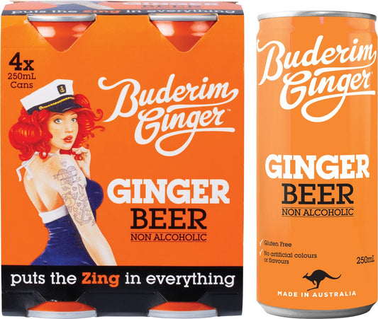 Buderim Ginger- Ginger Beer Non Alcoholic-4x250ml