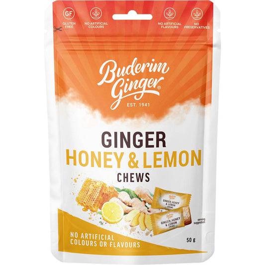 Buderim Ginger- Ginger Honey & Lemon Chews-50g