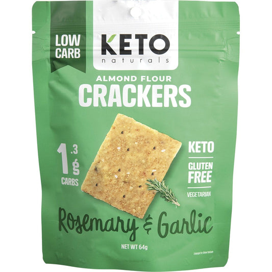 Keto Naturals- Almond Flour Crackers Rosemary & Garlic-8x64g
