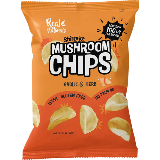 Real Naturals- Shiitake Mushroom Chips Garlic & Herb-12x32g