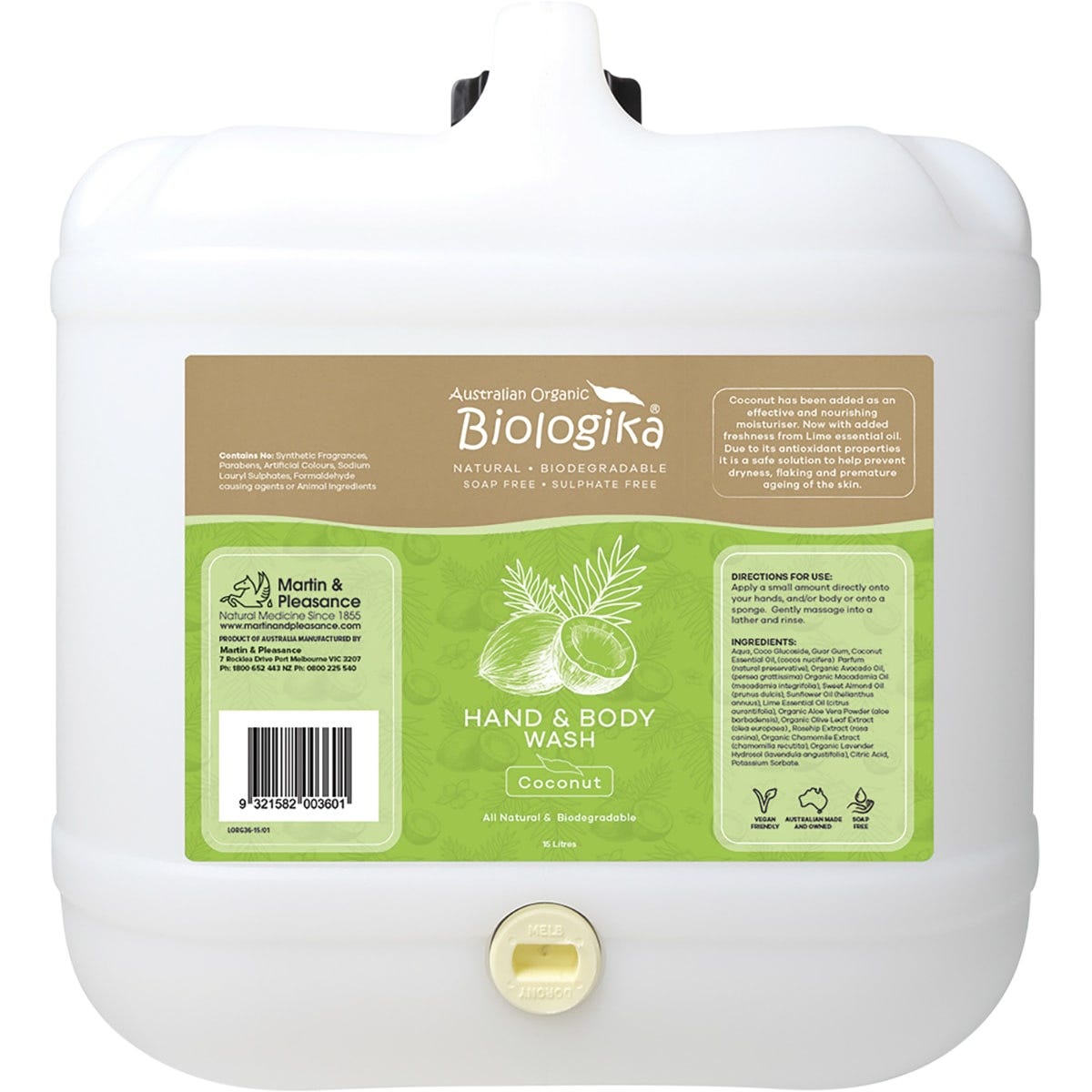 Biologika- Hand & Body Wash (Bulk) Everyday Coconut-15L