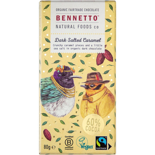 Bennetto- Organic Dark Chocolate Dark Salted Caramel-12x80g