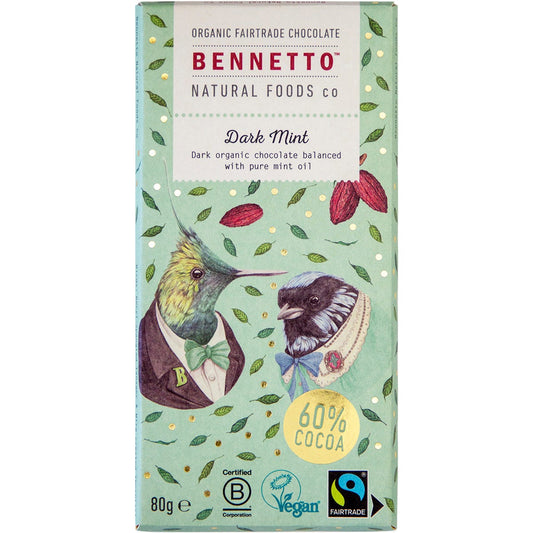 Bennetto- Organic Dark Chocolate Dark Mint-12x80g