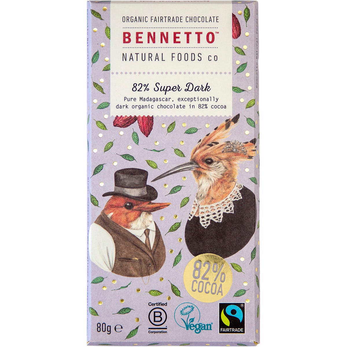 Bennetto- Organic Dark Chocolate 82% Super Dark-12x80g