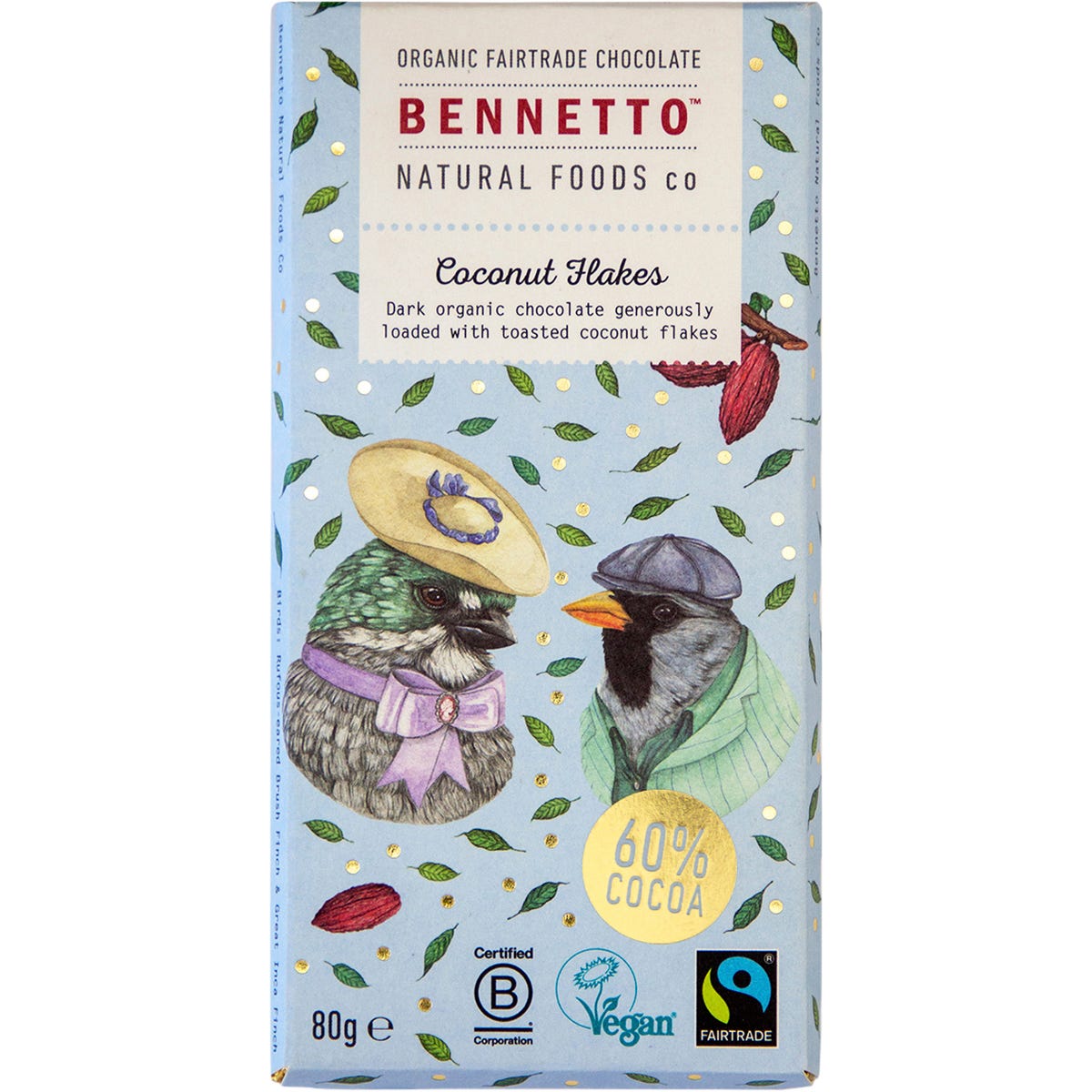 Bennetto- Organic Dark Chocolate Coconut flakes-12x80g
