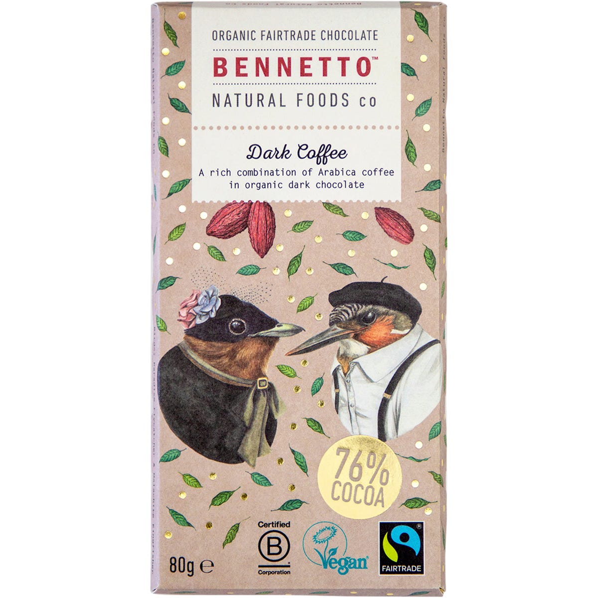 Bennetto- Organic Dark Chocolate Dark Coffee-12x80g
