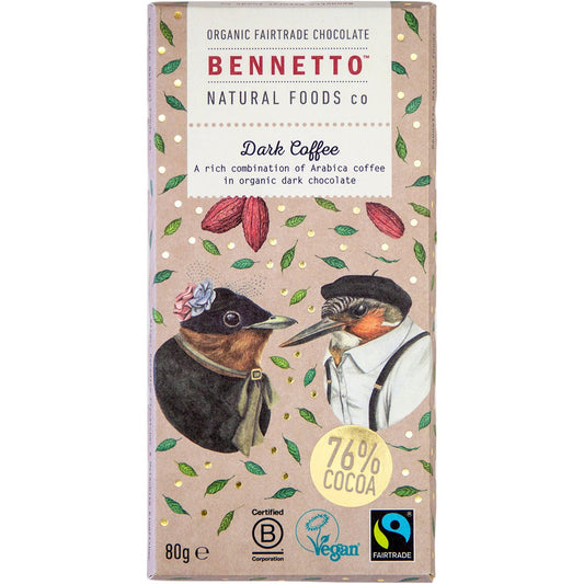 Bennetto- Organic Dark Chocolate Dark Coffee-12x80g