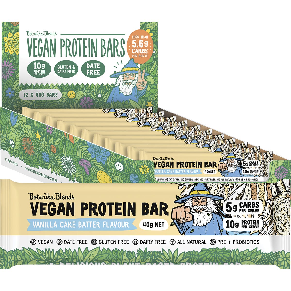 Botanika Blends- Vegan Protein Bars Vanilla Cake Batter-12x40g