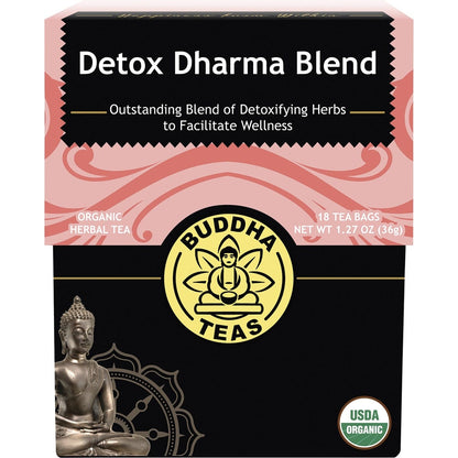 Buddha Teas- Organic Herbal Tea Bags Detox Dharma Blend-18pk
