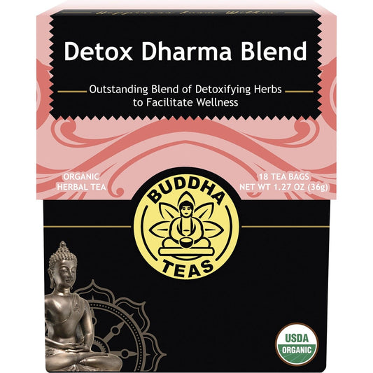 Buddha Teas- Organic Herbal Tea Bags Detox Dharma Blend-18pk