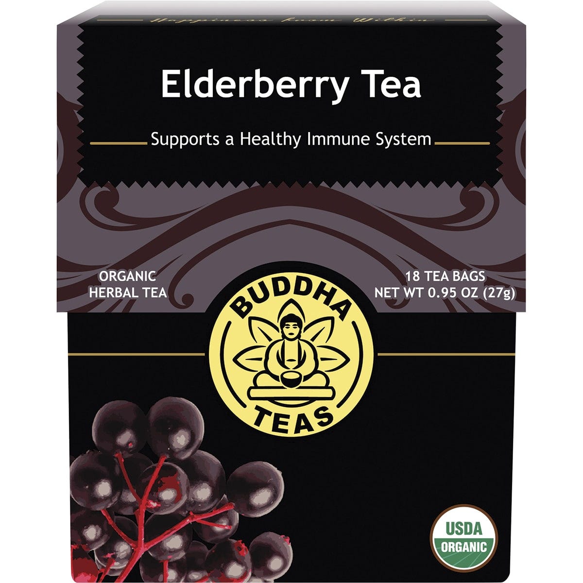 Buddha Teas- Organic Herbal Tea Bags Elderberry Tea-18pk