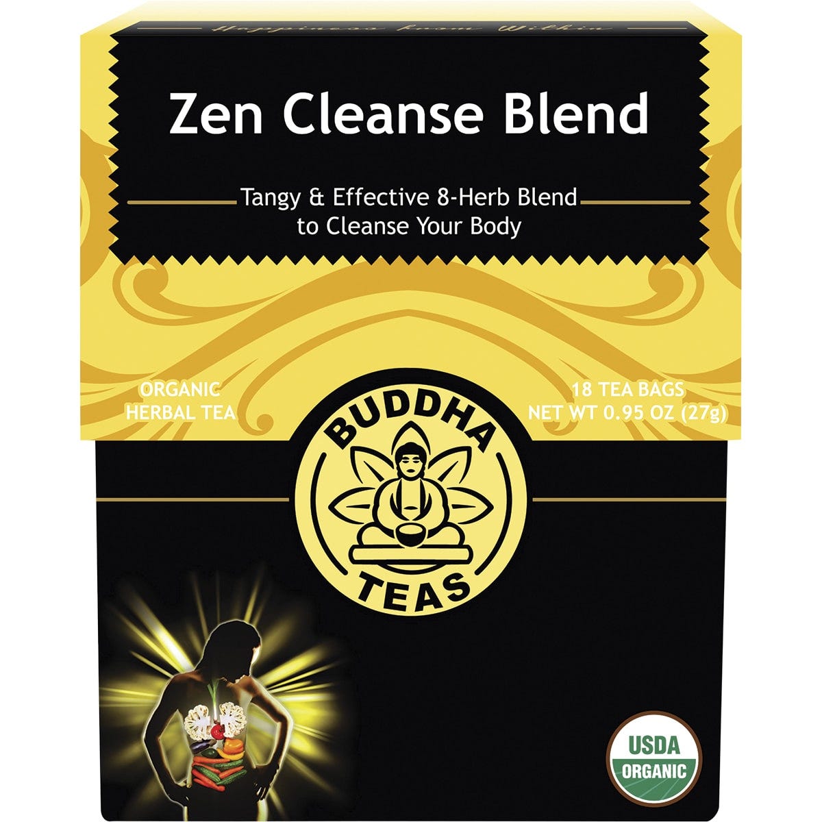 Buddha Teas- Organic Herbal Tea Bags Zen Cleanse Blend-18pk