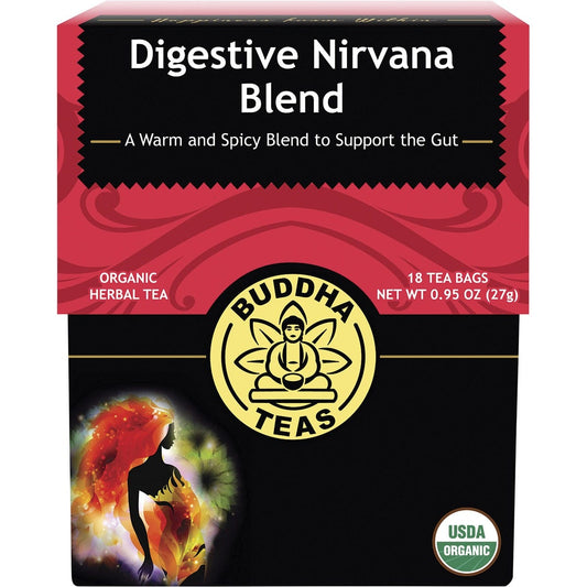 Buddha Teas- Organic Herbal Tea Bags Digestive Nirvana Blend-18pk