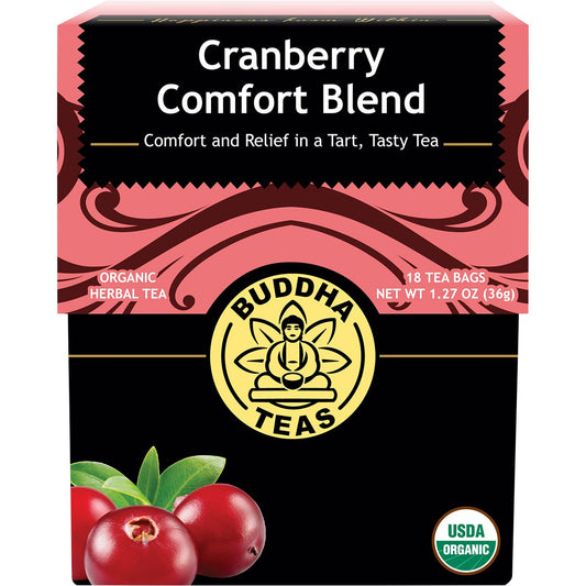 Buddha Teas- Organic Herbal Tea Bags Cranberry Comfort Blend-18pk