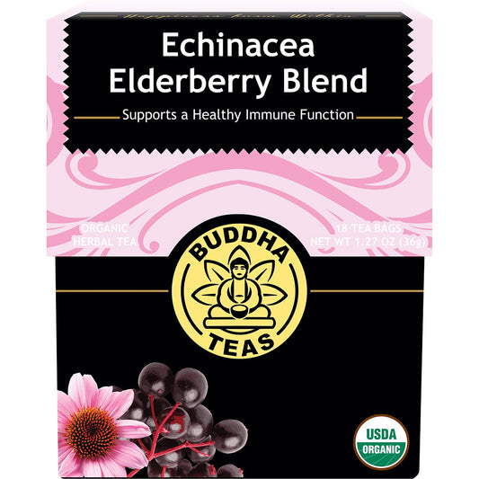 Buddha Teas- Organic Herbal Tea Bags Echinacea Elderberry Blend-18pk