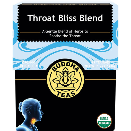 Buddha Teas- Organic Herbal Tea Bags Throat Bliss Blend-18pk