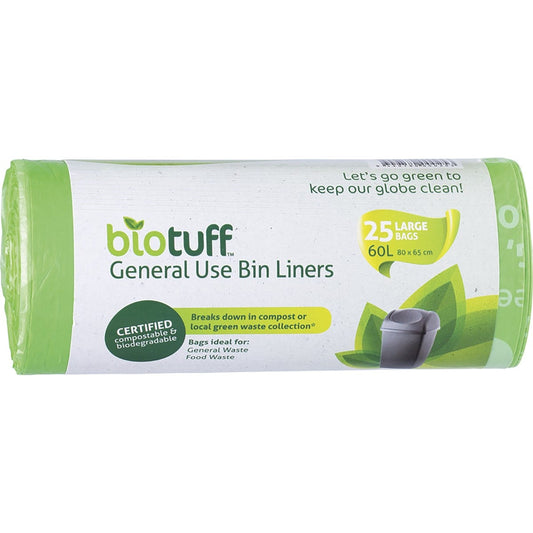 Biotuff- General Use Bin Liners Large 60L-25pk