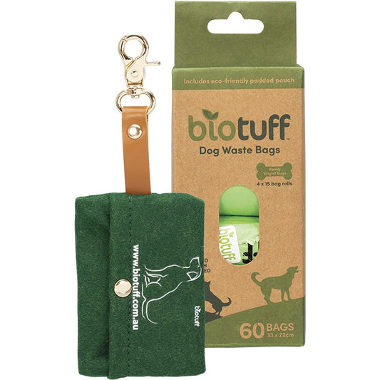 Biotuff- Dog Waste Bags & Dispenser 4 x 15 Bag Rolls-60pk