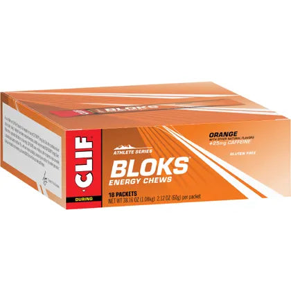 CLIF- Bloks Energy Chews Orange 25mg Caffeine-18x60g