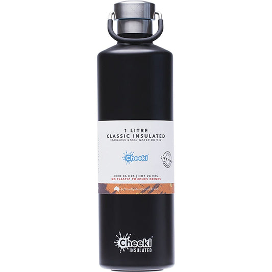 Cheeki- Stainless Steel Bottle Insulated Matte Black-1L