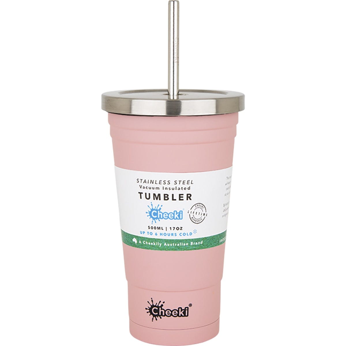 Cheeki- Insulated Tumbler Pink with S/Steel Straw-500ml