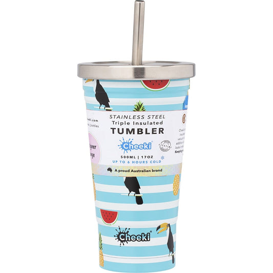 Cheeki- Insulated Tumbler Toucan with S/Steel Straw-500ml