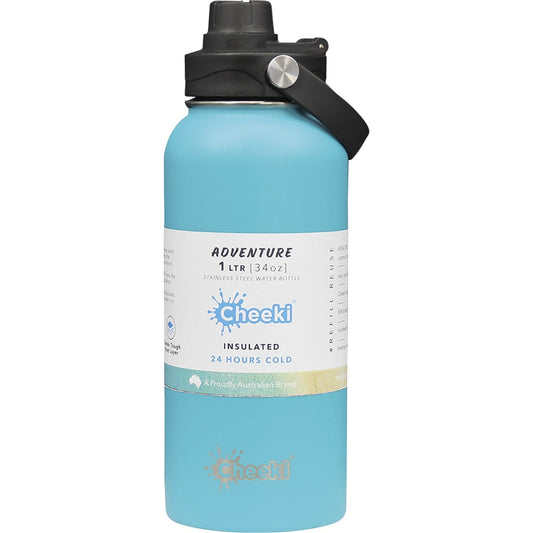 Cheeki- Insulated Adventure Stainless Steel Bottle Aqua-1L