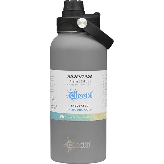 Cheeki- Insulated Adventure Stainless Steel Bottle Slate-1L