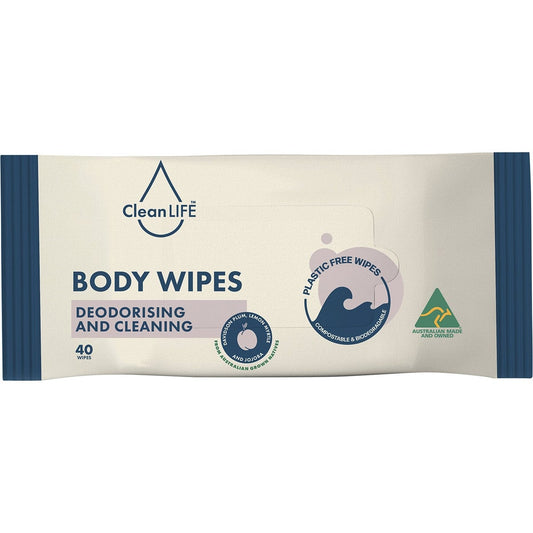 CleanLIFE- Body Plastic Free Wipes Deodorising and Cleaning-40pk