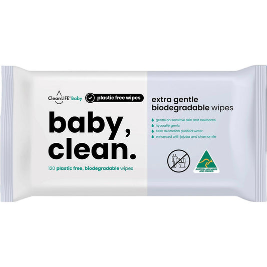 CleanLIFE- Baby Clean Extra Gentle Plastic Free Wipes-120pk