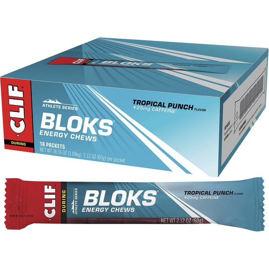 CLIF- Bloks Energy Chews Tropical Punch 25mg Caffeine-18x60g
