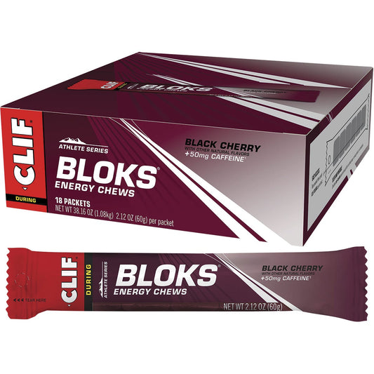 CLIF- Bloks Energy Chews Black Cherry 50mg Caffeine-18x60g
