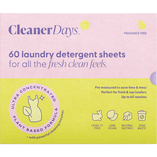 Cleaner Days- Laundry Detergent Sheets Fragrance Free-60pcs