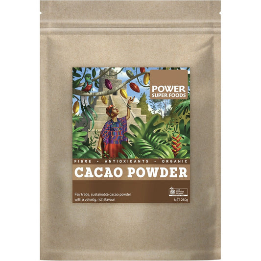 Power Super Foods- Cacao Powder Kraft Bag Certified Organic -250g