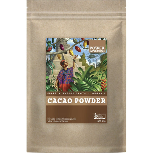 Power Super Foods- Cacao Powder Kraft Bag Certified Organic -125g