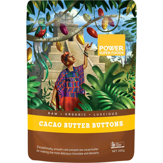 Power Super Foods- Cacao Butter Buttons Raw Certified Organic -450g