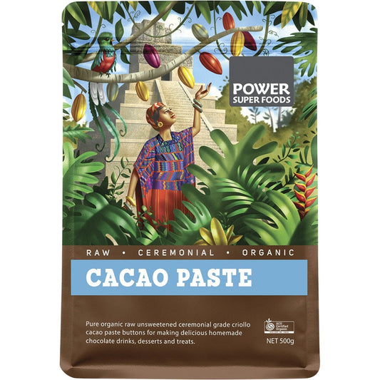 Power Super Foods- Cacao Paste Buttons Ceremonial Grade Certified Organic -500g