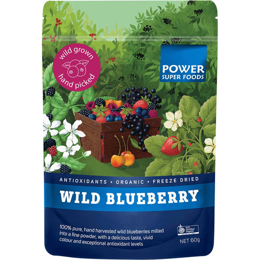 Power Super Foods- Wild Blueberry Powder Certified Organic -60g