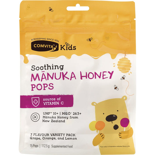 Comvita- Soothing Manuka Honey Pops Kids 3 Flavour Pack UMF10+-15pcs