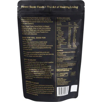 Power Super Foods- Cacao Gold Butter Chunks Raw Certified Organic -500g
