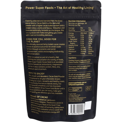 Power Super Foods- Cacao Gold Powder Certified Organic -225g