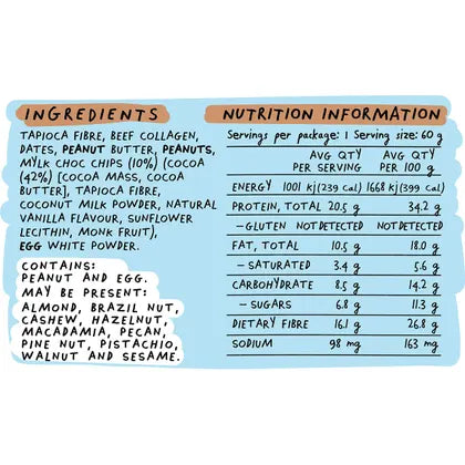 Blue Dinosaur- Choc Chip Peanut Butter Protein Bar-12x60g