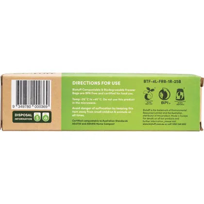 Biotuff- Compostable Freezer Bags Medium 4L-25pk