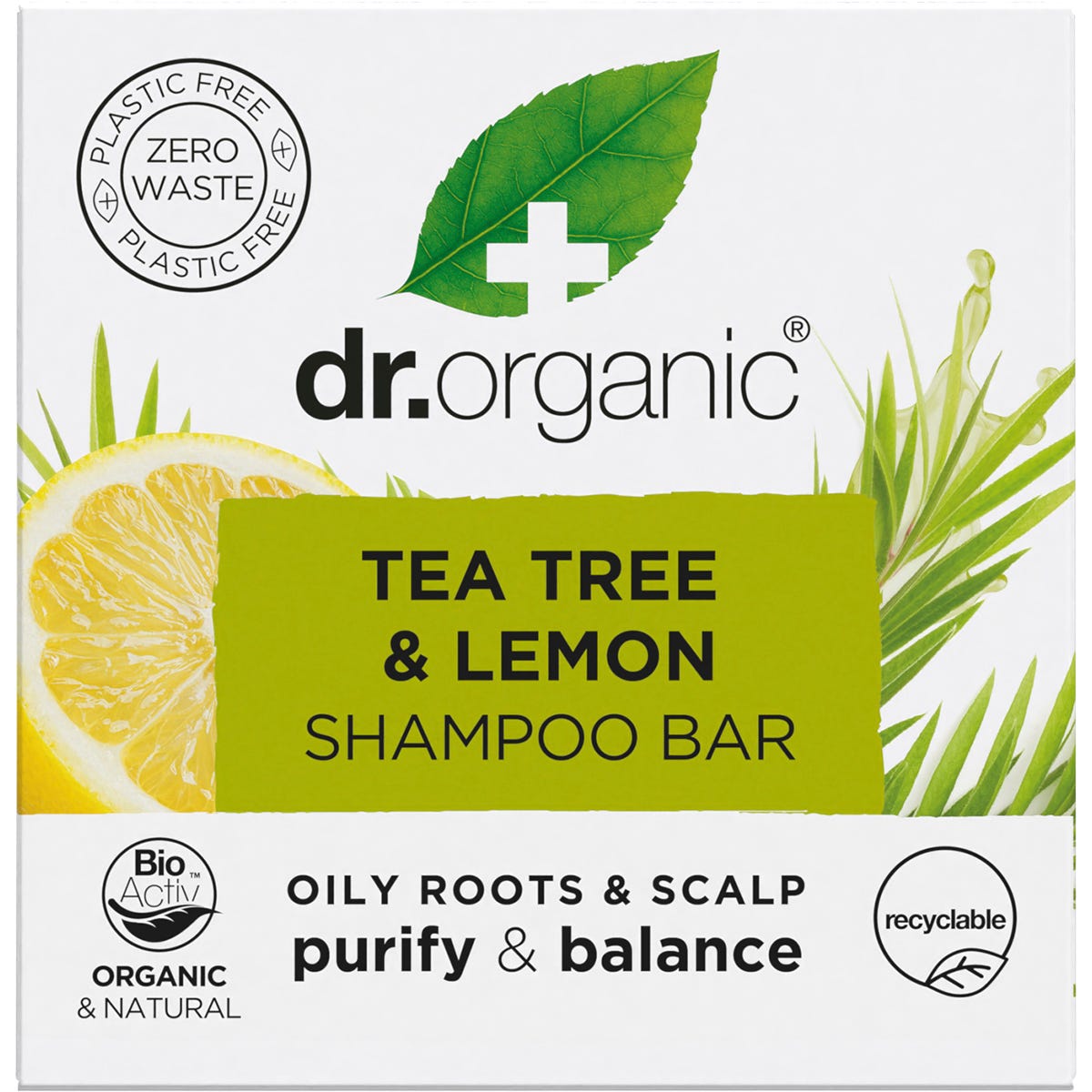 Dr. Organic- Shampoo Bar Tea Tree & Lemon Oily Roots & Scalp-75g