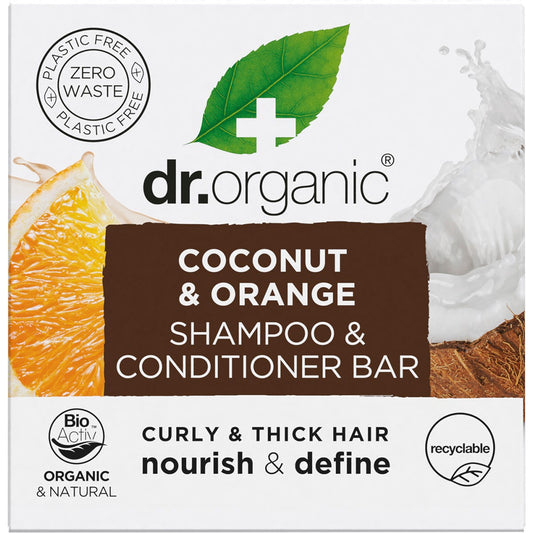 Dr. Organic- Shampoo & Conditioner Bar Coconut Orange Curly & Thick-75g