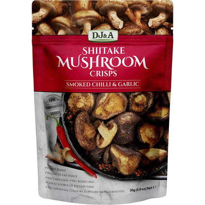 DJ&A- Shiitake Mushroom Crisps Smoked Chilli & Garlic-12x30g