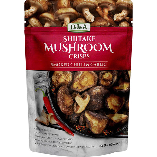 DJ&A- Shiitake Mushroom Crisps Smoked Chilli & Garlic-12x30g