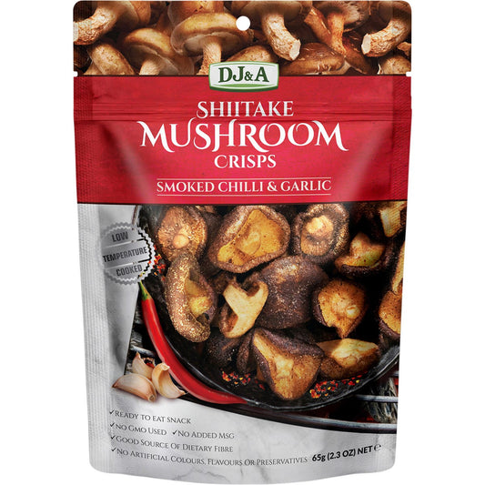 DJ&A- Shiitake Mushroom Crisps Smoked Chilli & Garlic-9x65g