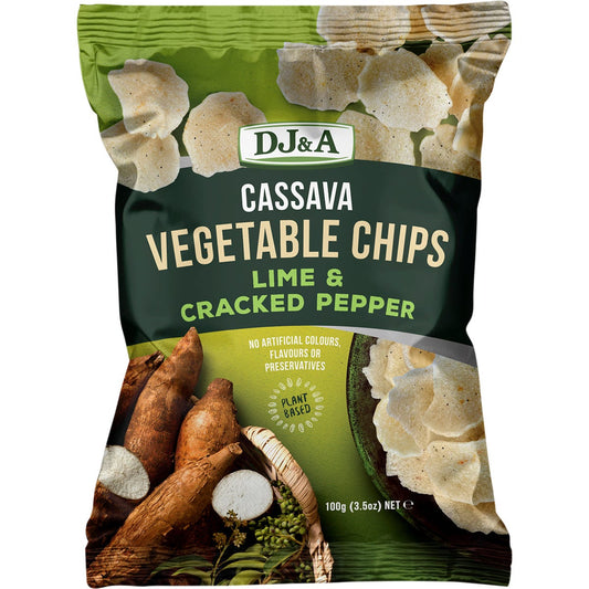DJ&A- Cassava Vegetable Chips Lime & Cracked Pepper-5x100g