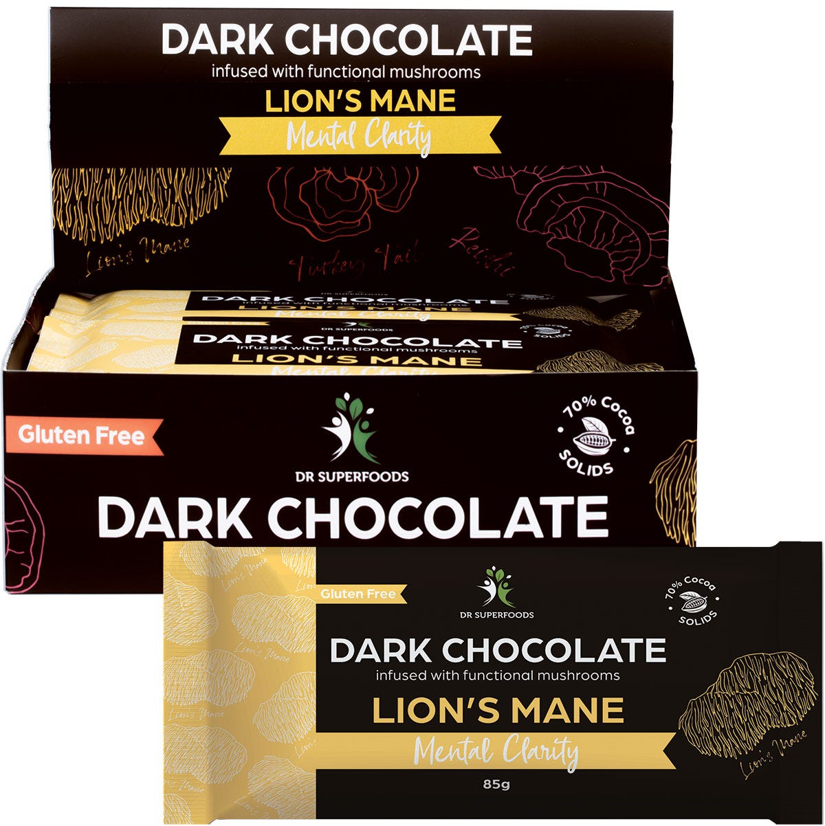 Dr Superfoods- Dark Chocolate Bar Mental Clarity-12x85g